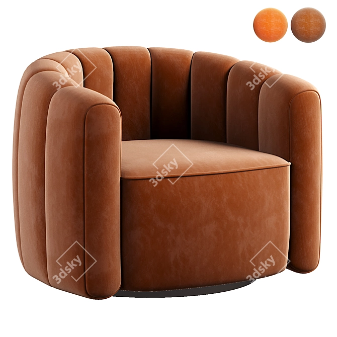 Luxury Russet Velvet Swivel Chair 3D model image 1