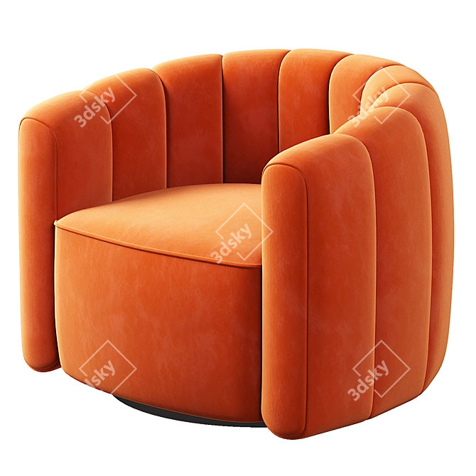 Luxury Russet Velvet Swivel Chair 3D model image 2