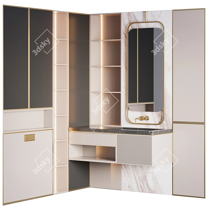 Modern Bathroom Furniture Set 3D model image 1