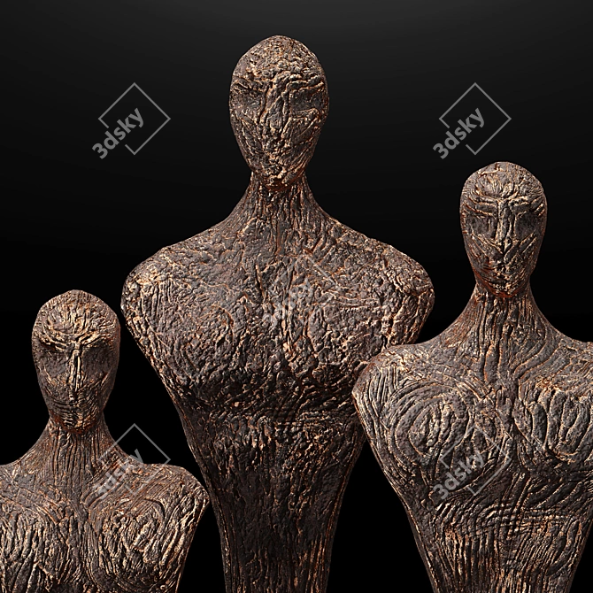 Elegant Clay Sculpture: Museum-Quality Art 3D model image 3