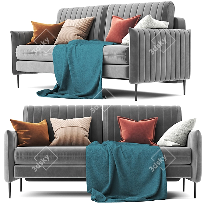 Svaut Velvet Grey Sofa: Modern Elegance 3D model image 4