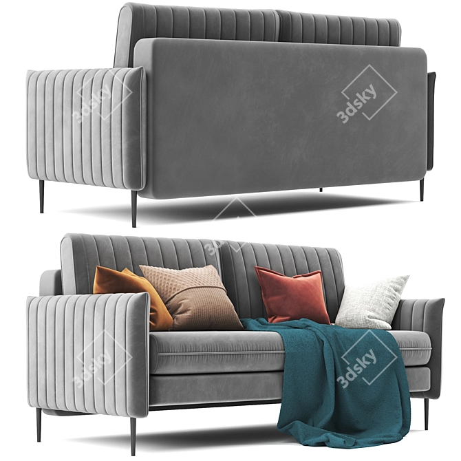 Svaut Velvet Grey Sofa: Modern Elegance 3D model image 5