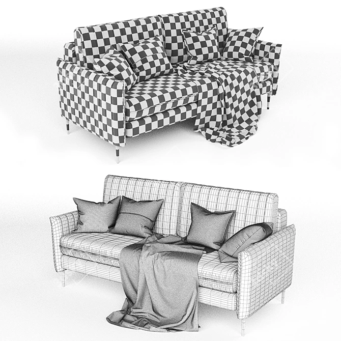 Svaut Velvet Grey Sofa: Modern Elegance 3D model image 6