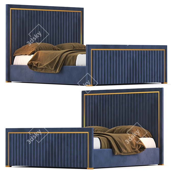 Elegant Tufted Sleigh Bed 3D model image 1