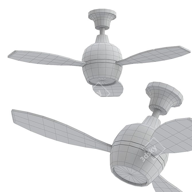 Elegant Bordeaux 52" Ceiling Fan 3D model image 3
