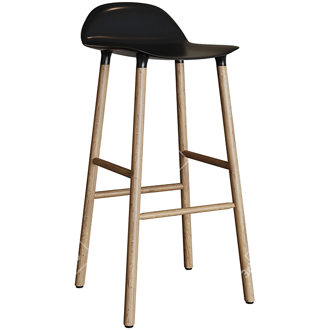 Wooddi Group Barstool Chair: Stylish and Comfortable 3D model image 2