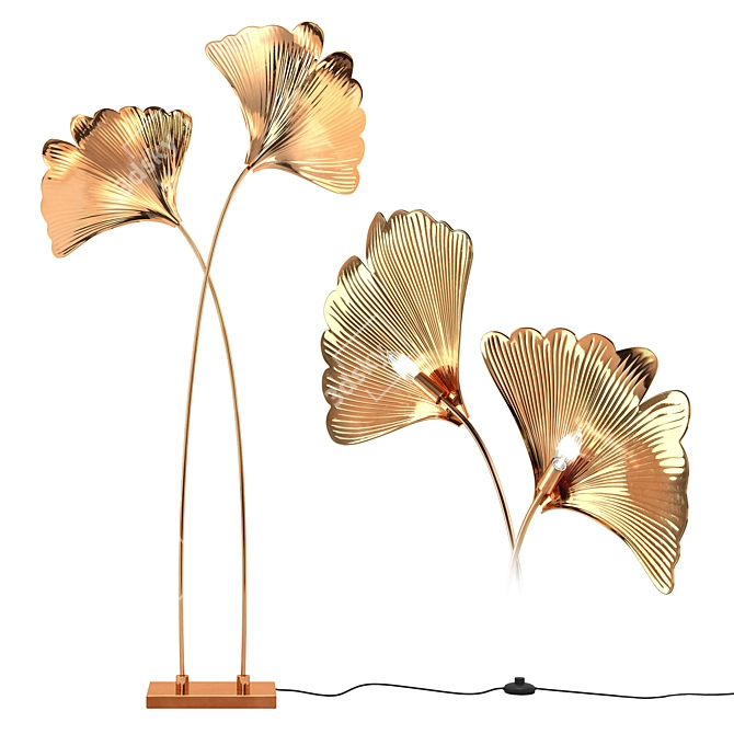 Ginkgo Brass Sculptural Floor Lamp 3D model image 1