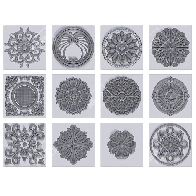 Elegant Decorative Tiles 3D model image 2