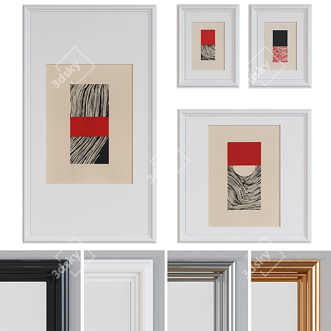 Modern Abstract Picture Frame Set 3D model image 1