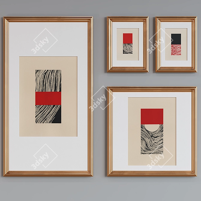 Modern Abstract Picture Frame Set 3D model image 2