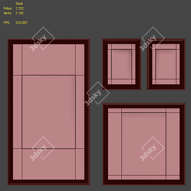 Modern Abstract Picture Frame Set 3D model image 7