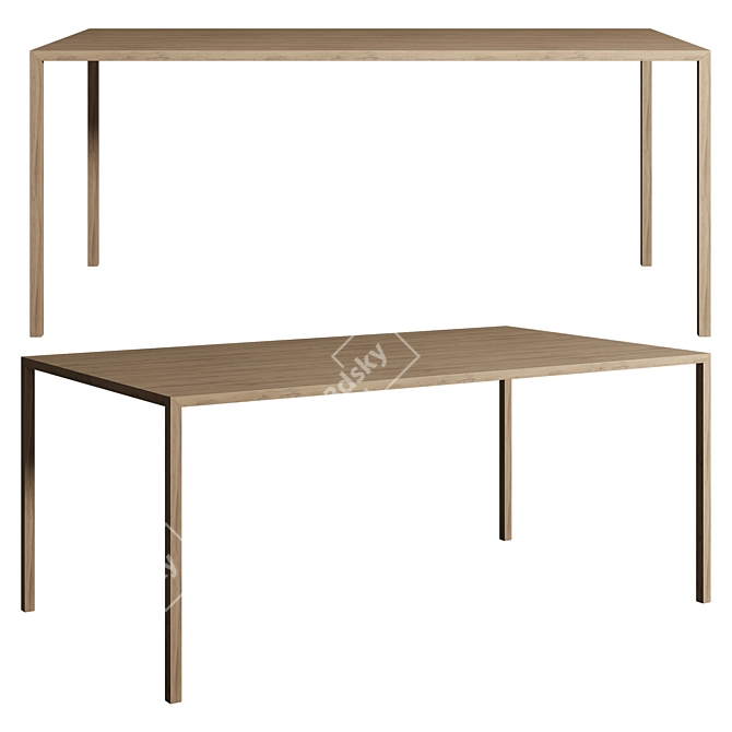 Sleek Wood-Steel Slim Table 3D model image 1