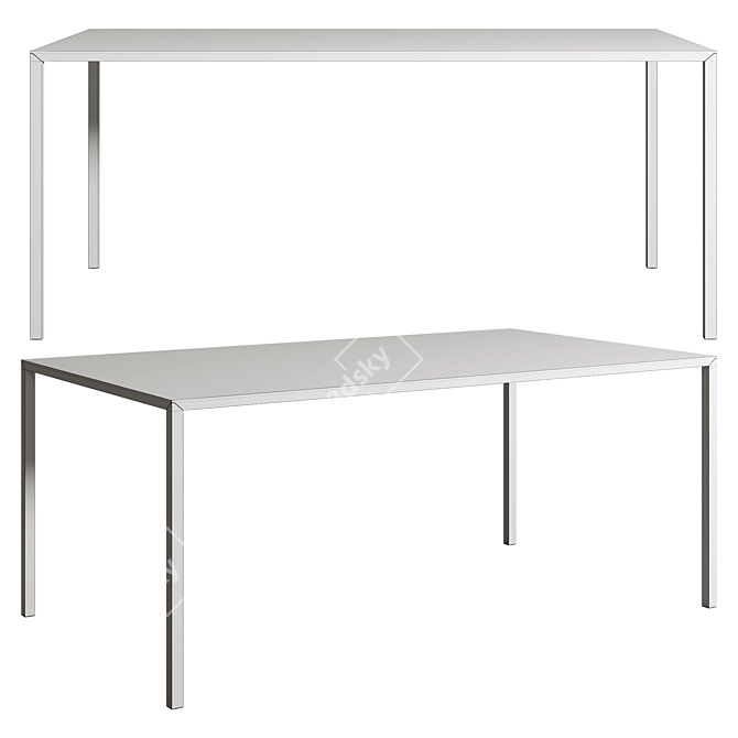 Sleek Wood-Steel Slim Table 3D model image 2