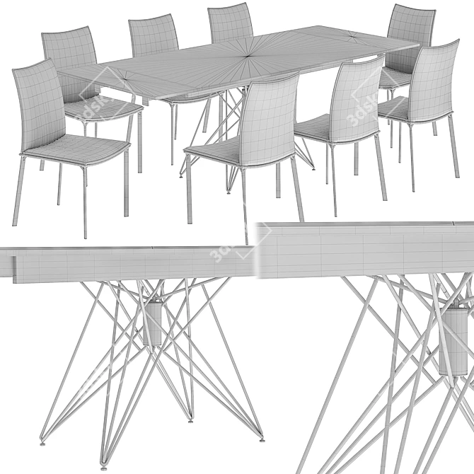 Elegant Tortora Dining Chair & Esf-T041 Table Set 3D model image 4