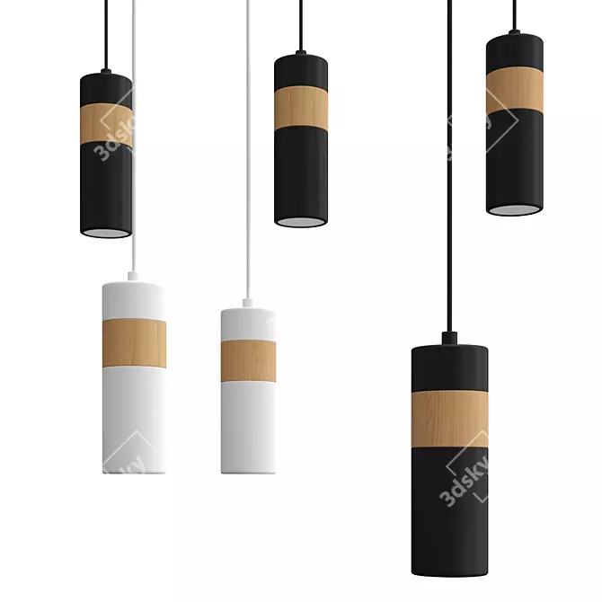 Elegant Black Pendant Light 3D model image 1