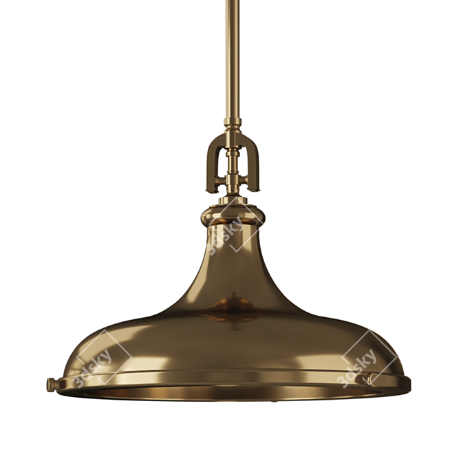 Sleek Satin Brass Pendant - 18" Rutherford Light 3D model image 2