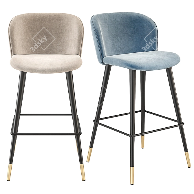 Elegant Eichholtz Velvet Bar Stool 3D model image 4