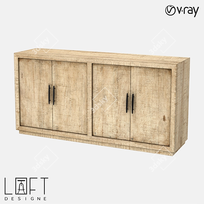 Rustic Pine Chest of Drawers 3D model image 1
