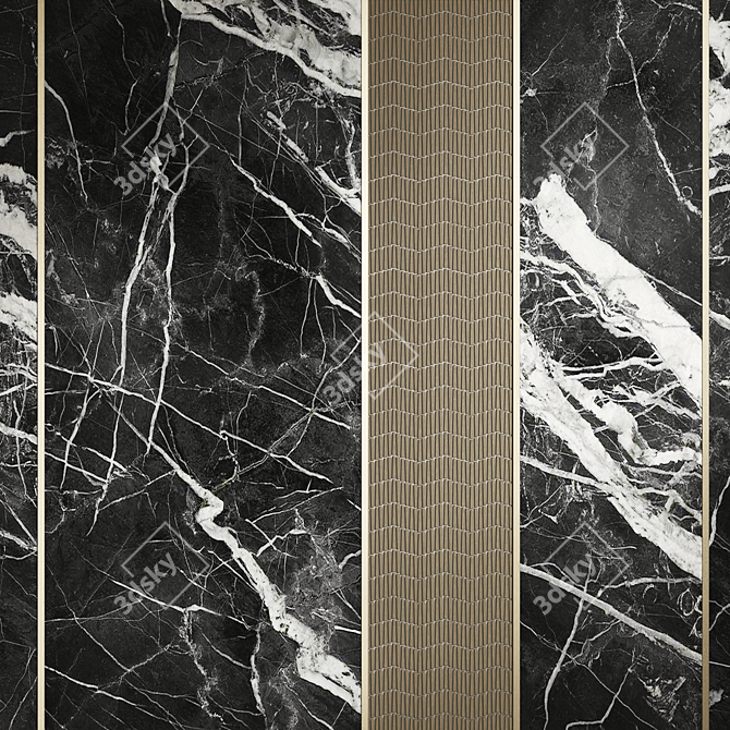 Elegant Marquina Black Mosaic 3D model image 3