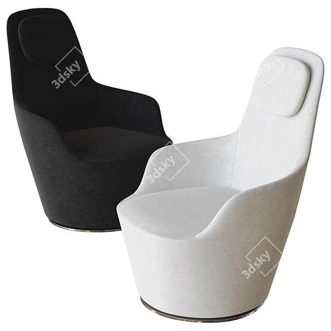 Sleek High Back Armchair 3D model image 2