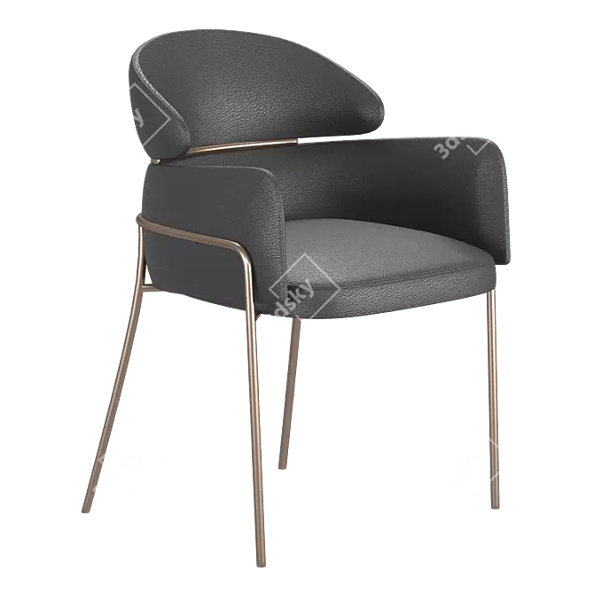 Elegant Charcoal Gray Dining Chair 3D model image 3