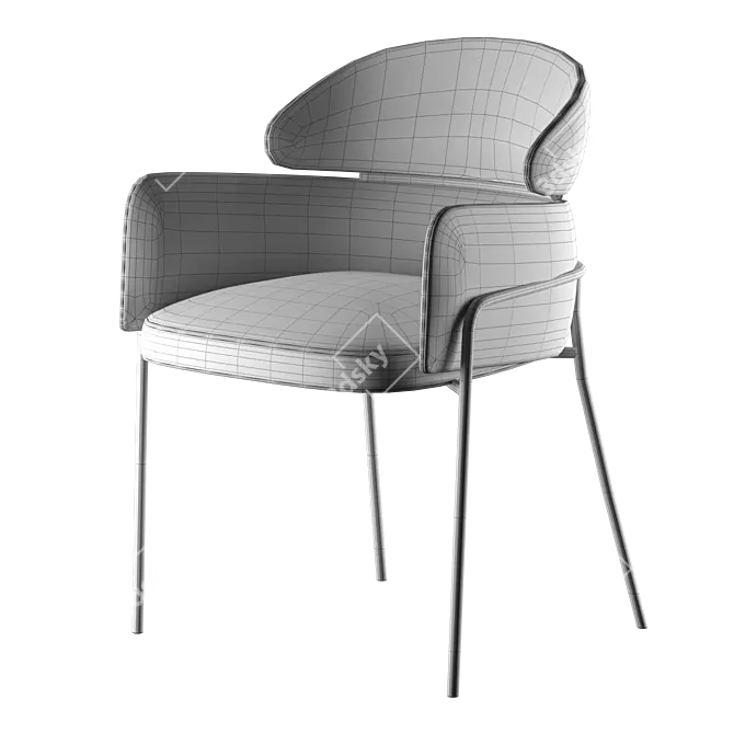 Elegant Charcoal Gray Dining Chair 3D model image 4