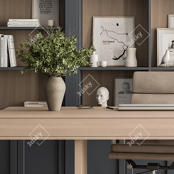 Elegant Executive Desk Set 3D model image 2