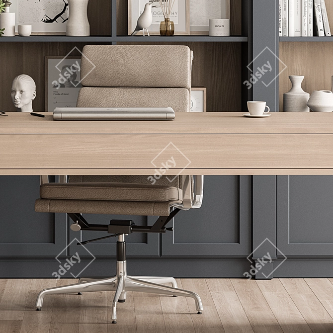 Elegant Executive Desk Set 3D model image 3