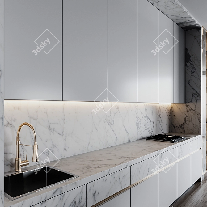 Italian120: Whit Gold Kitchen 3D model image 3