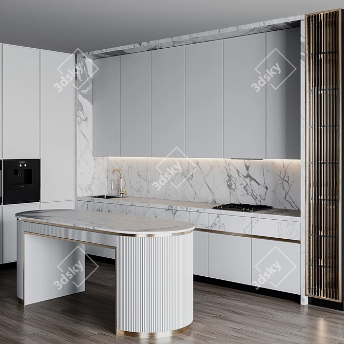 Italian120: Whit Gold Kitchen 3D model image 5