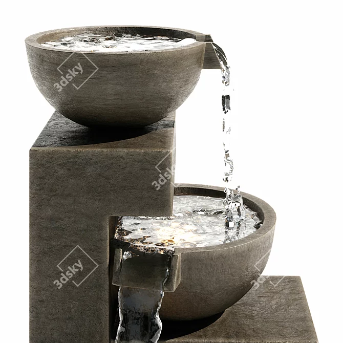 Elegant Gray LED Outdoor Fountain 3D model image 2