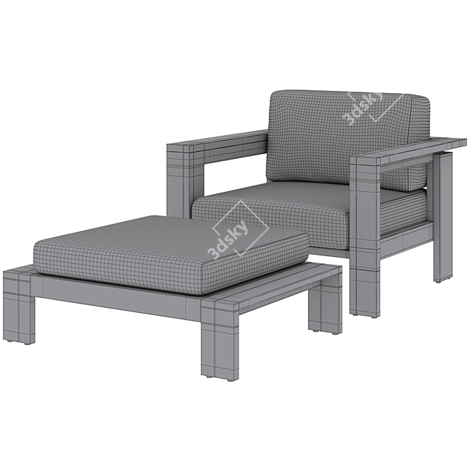 Metal Outdoor Lounge Chair Set | Walker Collection 3D model image 5