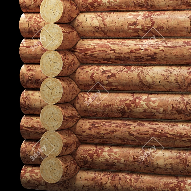 Natural Rounded Log with Jute Rope 3D model image 2