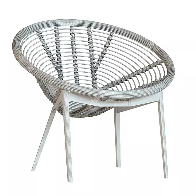 Vintage Rattan Armchair: Timeless Elegance 3D model image 4