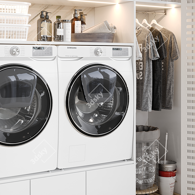 Premium Laundry Set for V-Ray and Corona 3D model image 2