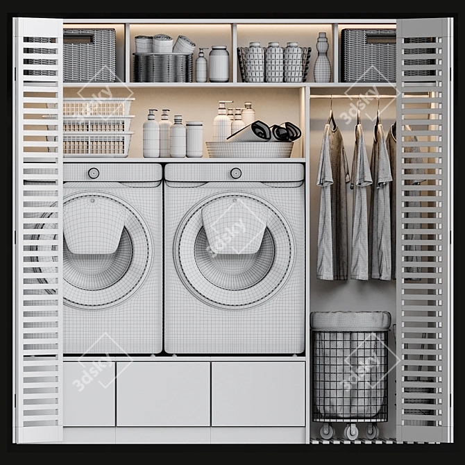 Premium Laundry Set for V-Ray and Corona 3D model image 5