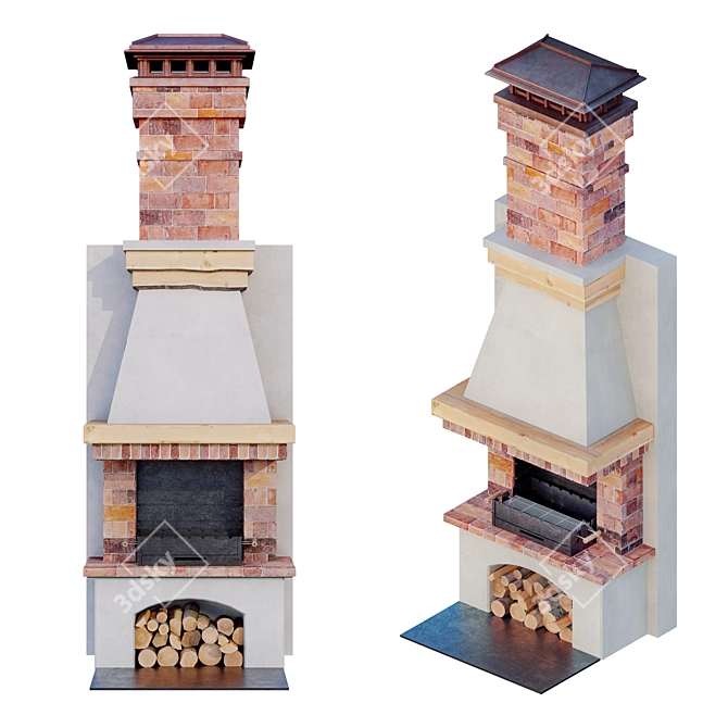 Versatile Grill-Fireplace Combo 3D model image 1