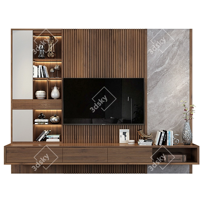 Modern TV Wall Unit 105 3D model image 1