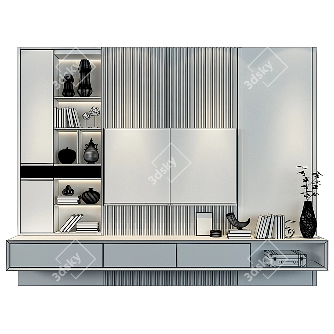 Modern TV Wall Unit 105 3D model image 2