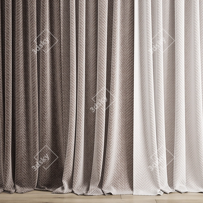 Poly Curtain Set: High Quality 3D Model 3D model image 2