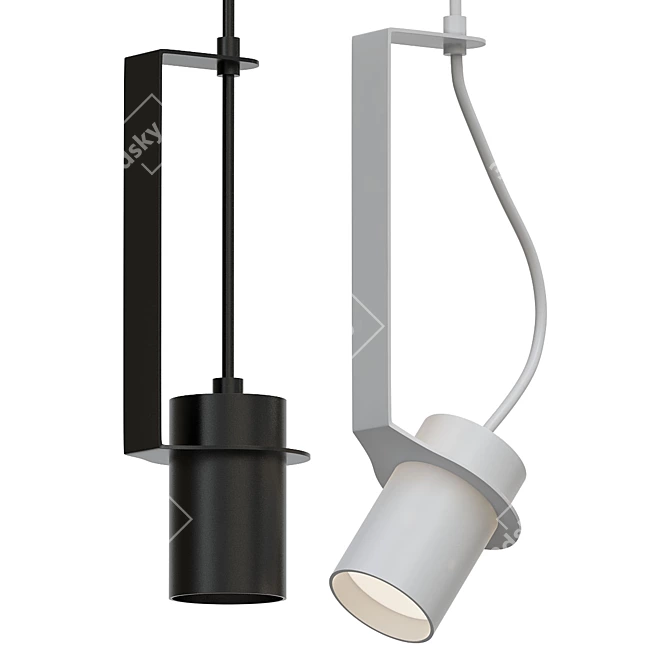 Industrial Metal Pendant Light 3D model image 1