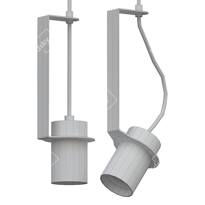 Industrial Metal Pendant Light 3D model image 2