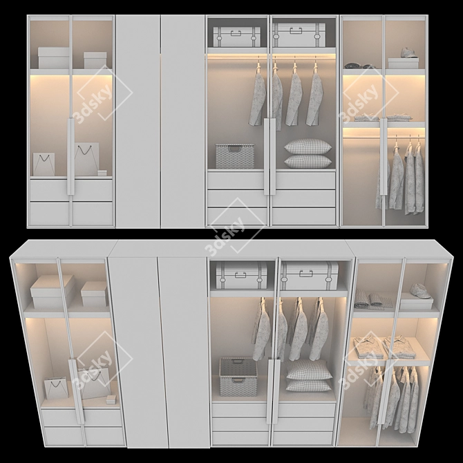 Modern Minimalist Wardrobe Design 3D model image 5