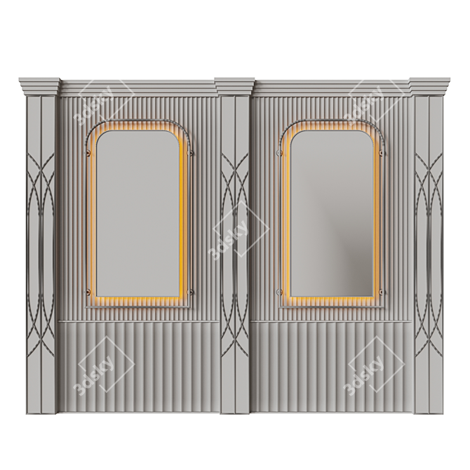 Elegant Panel Decor: 355cm Height, 450cm Width 3D model image 3
