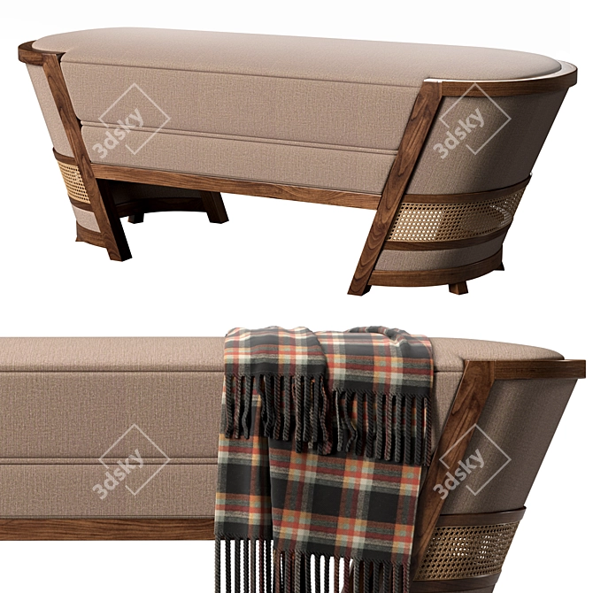 Eco-Friendly Wood Lord Bench 3D model image 1