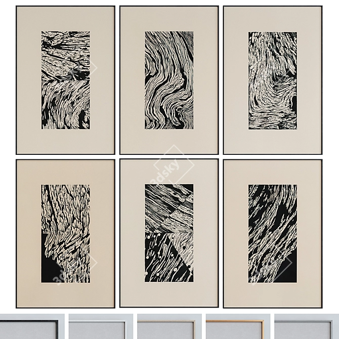 Modern Abstract Picture Frame Set 3D model image 1