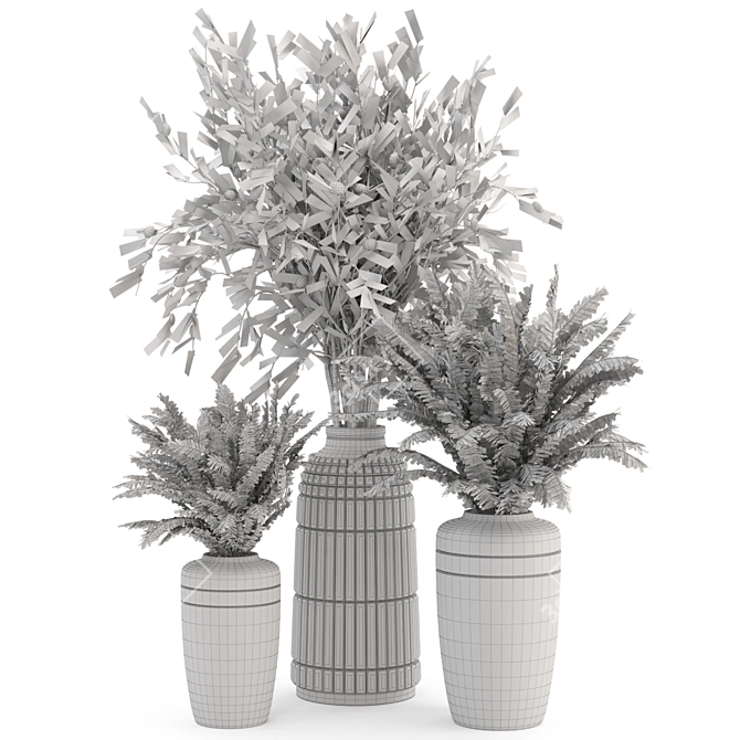 Rustic Concrete Pot Bouquet Set 3D model image 5