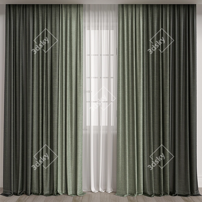 Elegant Window Drapery 3D model image 1