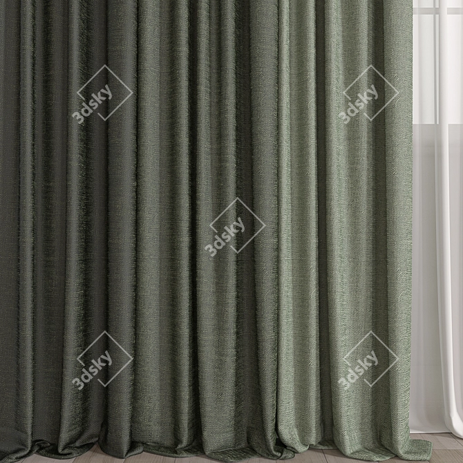 Elegant Window Drapery 3D model image 2