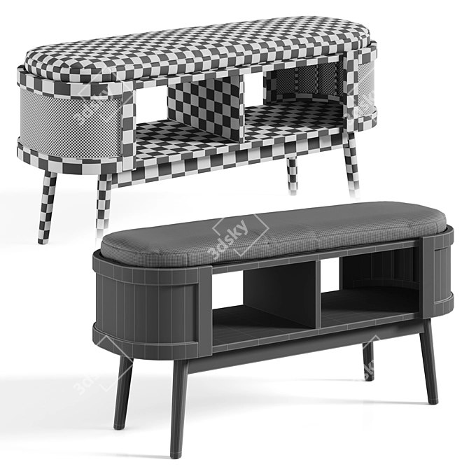 Laora Bench: Stylish Woven Storage 3D model image 7